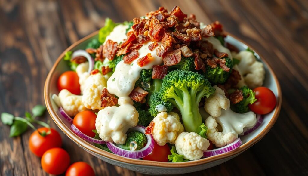 broccoli cauliflower bacon salad