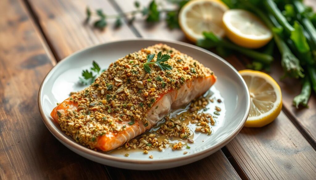 Pistachio crusted salmon