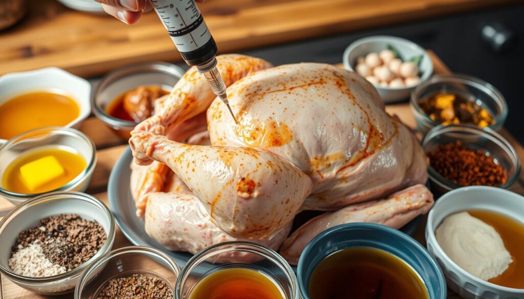 injecting a turkey