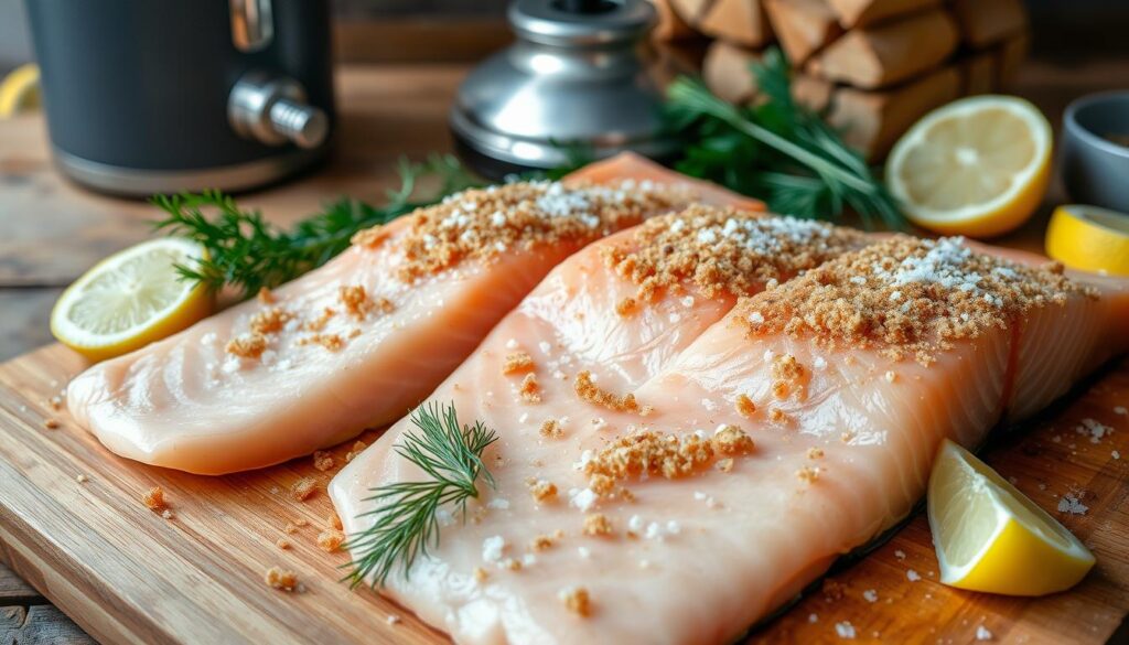 preparing salmon for smoking